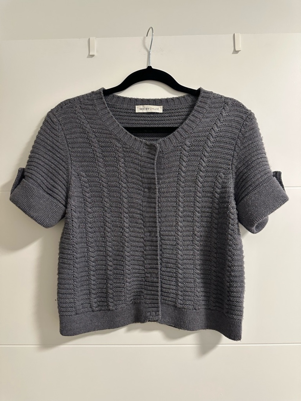 See by Chloe Vintage Wool Short Sleeve Cardigan